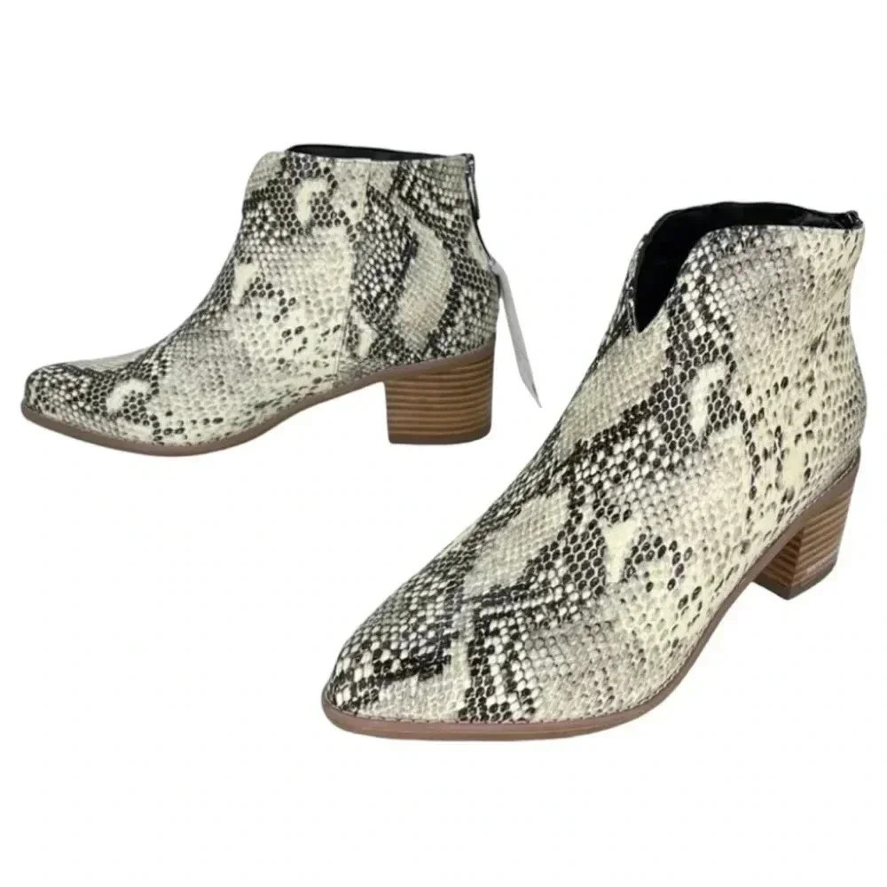 Aqua College Emily Leather Snake Print Waterproof Womens Booties Size 9M - Picture 11 of 15